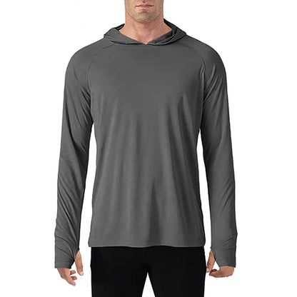 TACVASEN Men's Sun Protection Hoodie T-Shirt – UV-Proof, Lightweight, Breathable Long Sleeve Quick-Dry Top