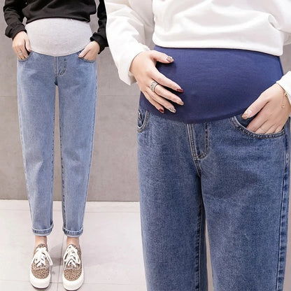 Maternity Boyfriend Jeans – High Waist Loose Denim Pants for Pregnant Women