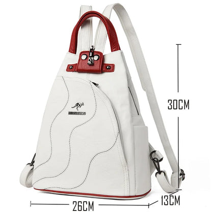 Women's Leather Zipper Backpack - Chest Bag Travel Pack, Ladies' School Bagpack for Teenage Girls, Sac A Dos