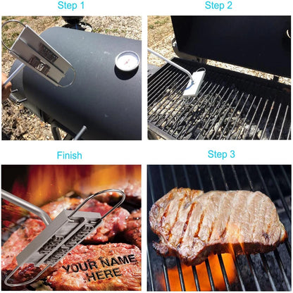 Customizable BBQ Branding Iron - 55 Letters DIY Barbecue Letter Printed Steak Tool with Grill Forks - Unique Barbecue Accessories for Kitchen