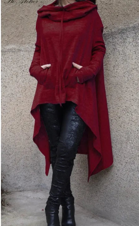 Fashion Trends European-Style Long Hoodie – New Solid Color Casual Pullover