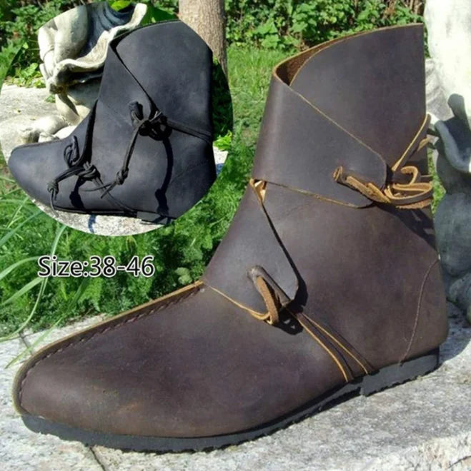 Men’s Medieval Cosplay Boots – PU Leather Ankle Shoes, Victorian Renaissance Style