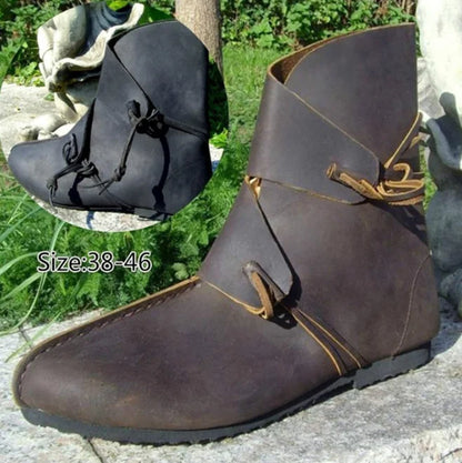 Men’s Medieval Cosplay Boots – PU Leather Ankle Shoes, Victorian Renaissance Style
