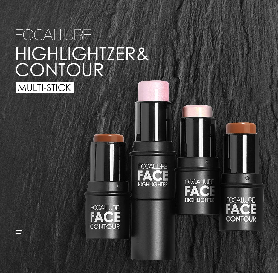 FOCALLURE Bronzer Highlighter Stick - Waterproof Body & Face Contour, Corrector & Illuminator Cream for Women's Makeup