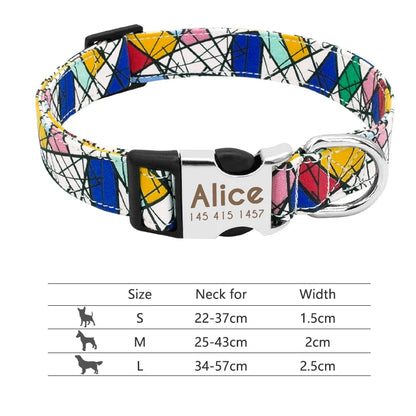 Adjustable Nylon Dog & Cat Collar – Personalized ID Collar with Engraved Name Buckle, Anti-Lost for Small, Medium & Large Pets