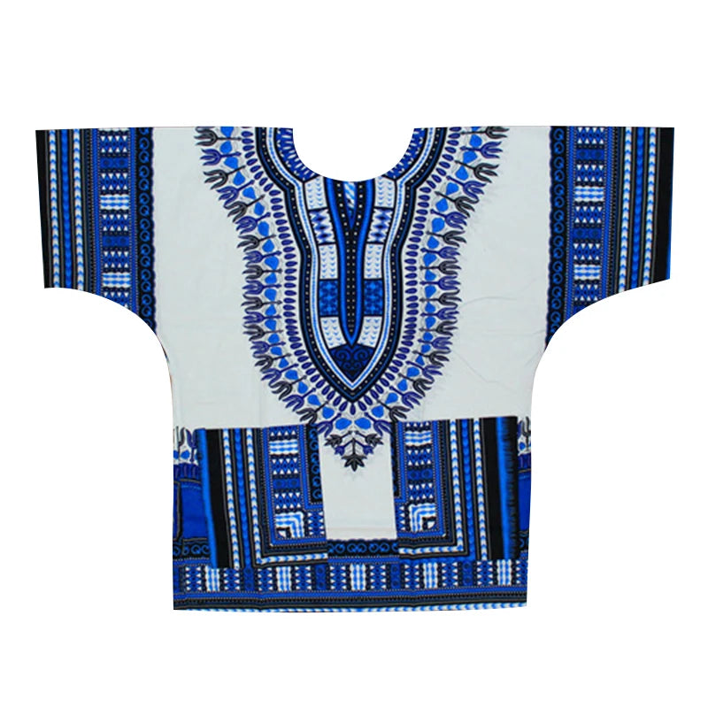African Dashiki Cotton T-Shirt - Traditional Printed Unisex Fashion Top with Vibrant Ethnic Style Design