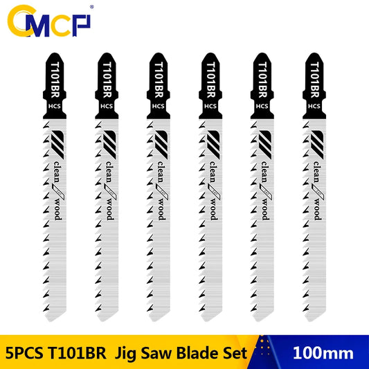 CMCP 5PCS T101BR Jigsaw Blades - T-Shank Wood Cutting Saw Blade Set for Woodworking Tools