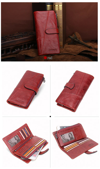 CONTACT'S Genuine Leather Men’s Long Wallet – Phone Bag with Zipper Coin Pocket, Clutch Purse & Small Wallet