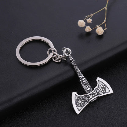 SKYRIM Viking Keychain – Punk Gothic Axe Talisman, Slavic Irish Knot Pagan Amulet Pendant, Men's Jewelry Gift