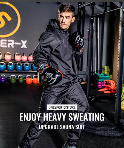 Unisex Sauna Suit — Women's & Men's Gym Clothing Set with Pullover Hoodie for Running, Fitness, Weight Loss & Sweating
