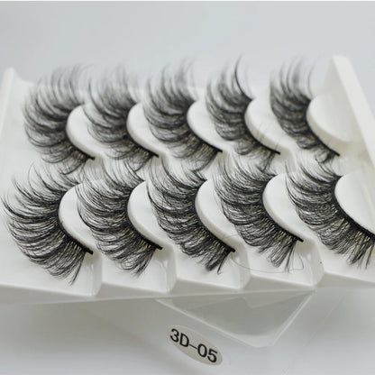 QSTY 5 Pairs 3D Mink False Eyelashes – Natural Long Dramatic Volume Black Lash Extensions
