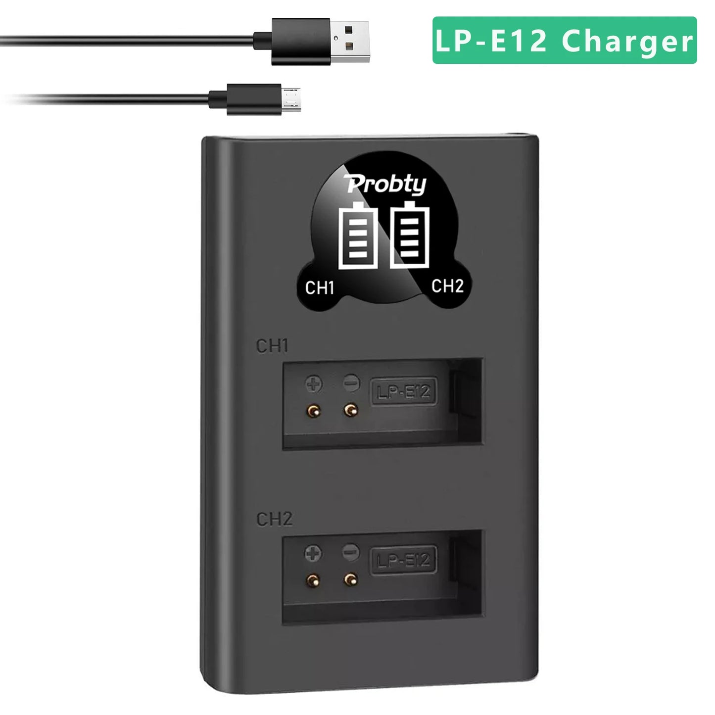 LED Dual Camera Battery Charger – Compatible with LP-E6, LP-E8, NP-FW50, EN-EL15, and More