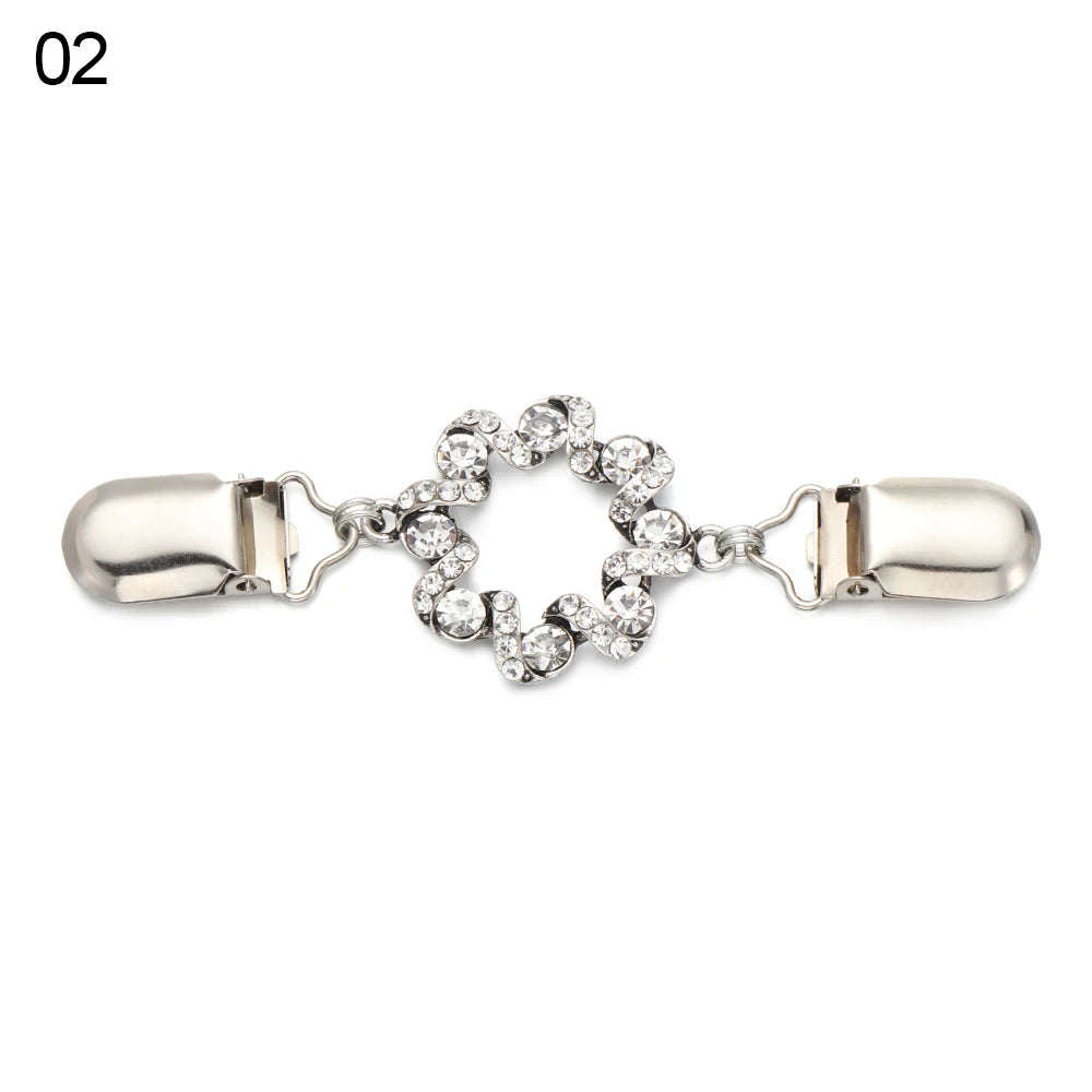 Retro Rhinestone Sweater Shawl Clasp - Antique Flower Duck Mouth Clothing Pin For Cardigans And Shirts