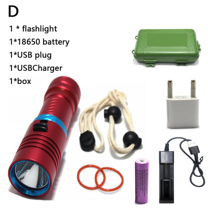 IPX8 Waterproof Diving Flashlight - 100M Underwater Professional Dive Light