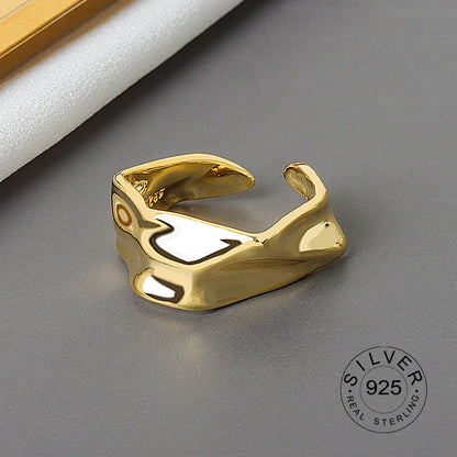 925 Sterling Silver Women’s Open Wave Ring – Irregular Wide Noodle Design Gift