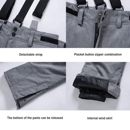 Men & Women Winter Ski Pants – Windproof Waterproof Snowboard Suspender Trousers Thick Warm Plus Size