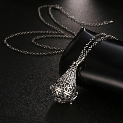 Mexico Music Ball Hollow Zircon Pendant Necklace – Vintage Perfume Aromatherapy Locket for Women