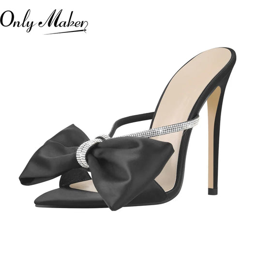 Women’s Crystal Butterfly Mules - Pointed Toe Slip-On High Heel Sandals for Wedding & Party Wear