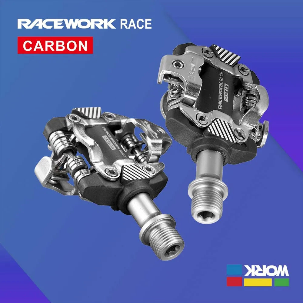 RACEWORK MTB Self-Locking SPD Pedals - Mountain Bike Cleats with Bearing Footrests, Bicycle Parts