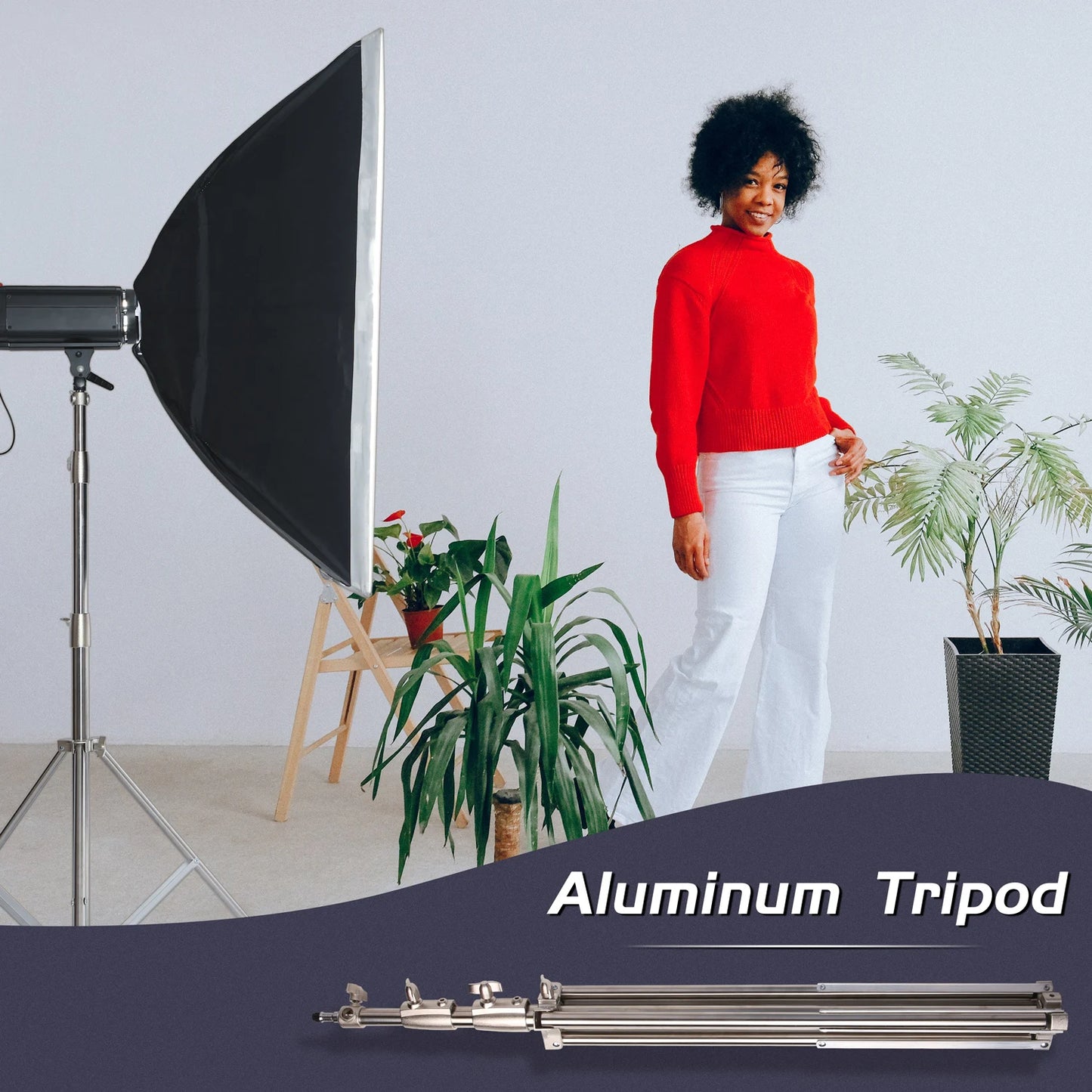 290cm Air Pressure Tripod - 10kg Bearing Stainless Steel Light Stand for Camera, Ring Light, Live Streaming & Photography
