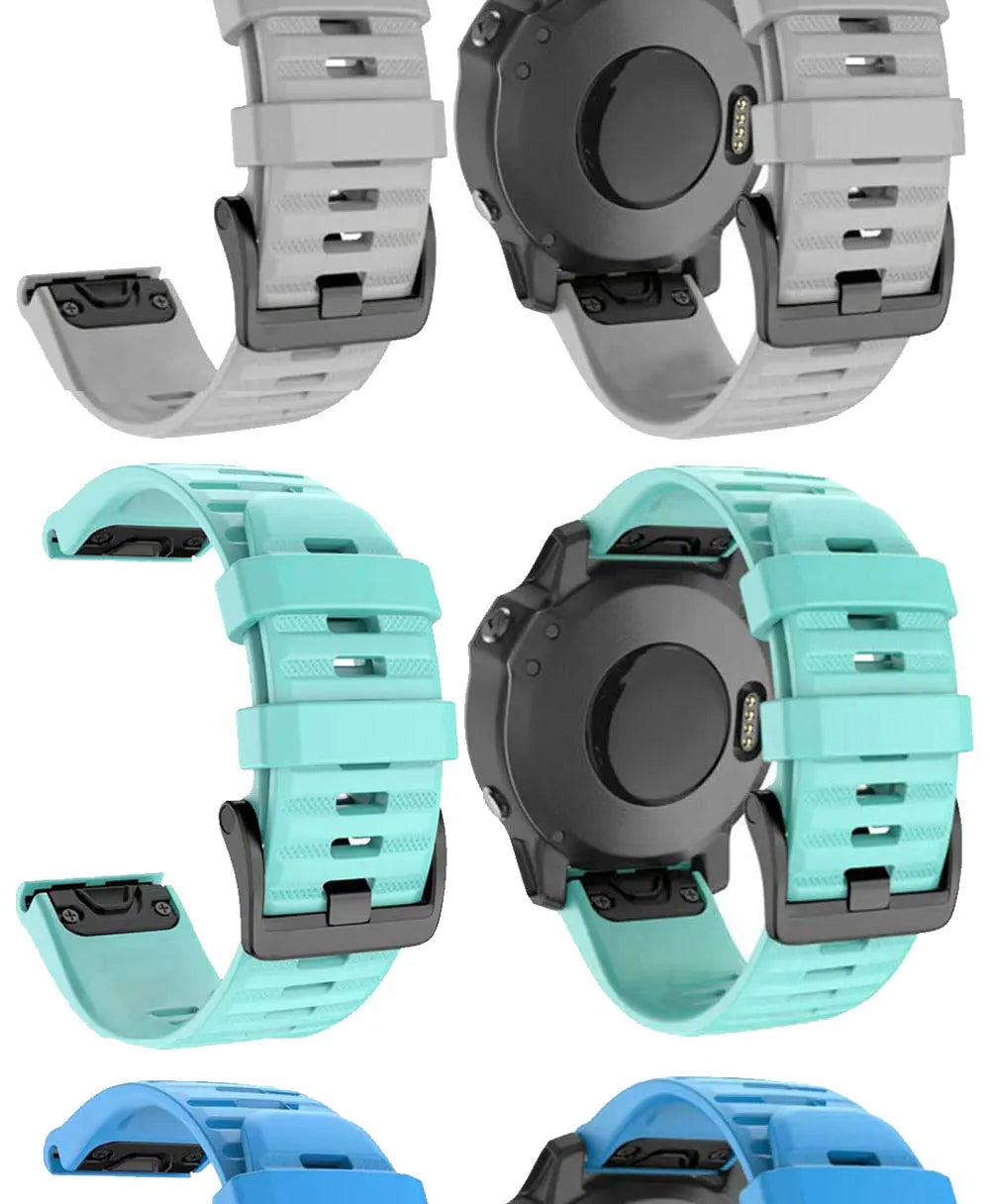Silicone Quick-Release Watch Bands for Garmin Fenix 3/5/6/7 – 20/22/26mm EasyFit Wrist Strap
