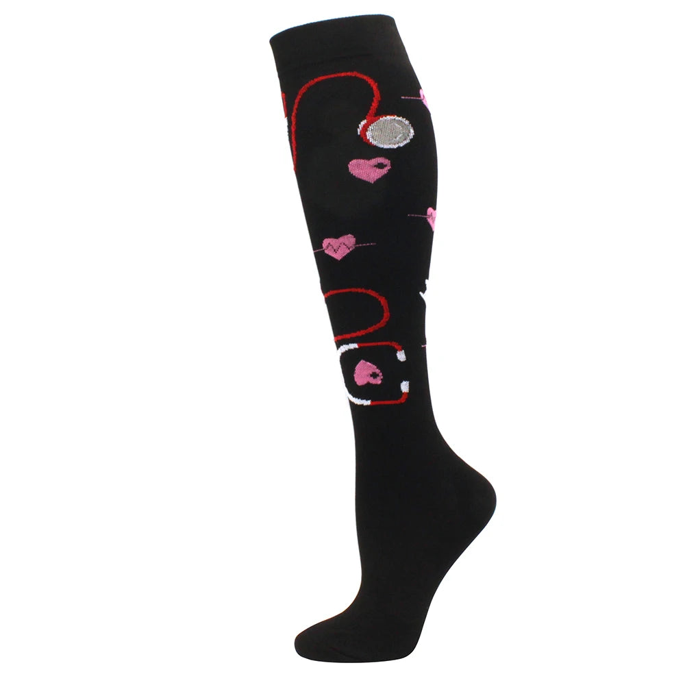 Compression Support Socks for Men & Women – Running Nursing Stockings for Edema, Varicose Veins & Blood Circulation Sports Wear