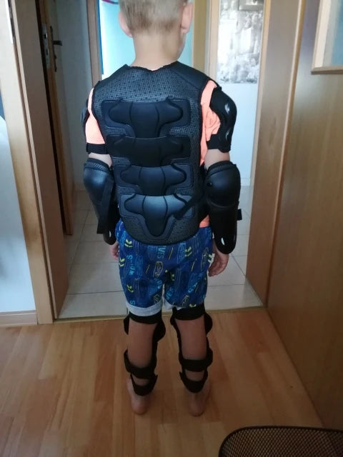Kids Motocross Body Armor Vest – Chest, Spine & Knee Protection Gear for Boys & Girls (Height 0.85–1.7m)