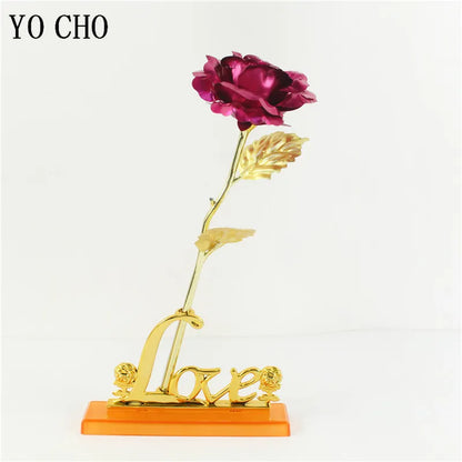 Colorful Galaxy Eternal Rose in 24K Gold Foil Love Base - Perfect Valentine's Day Gift for Girlfriend