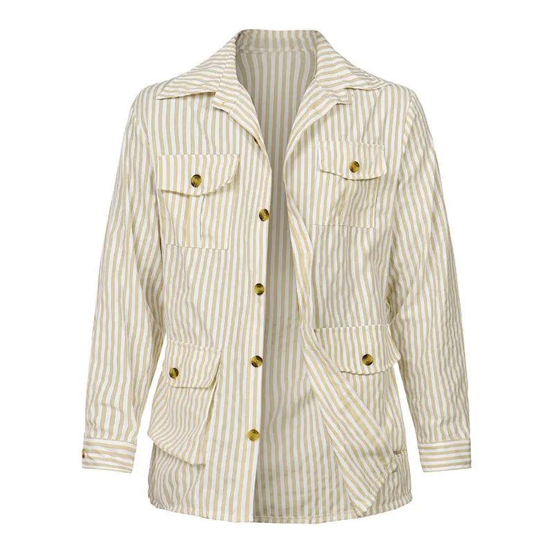 Men’s Spring Light Luxury Striped Long Sleeve Shirt with Pocket, Casual Button-Down Streetwear Shirt with Belt S–5XL 2025 Edition
