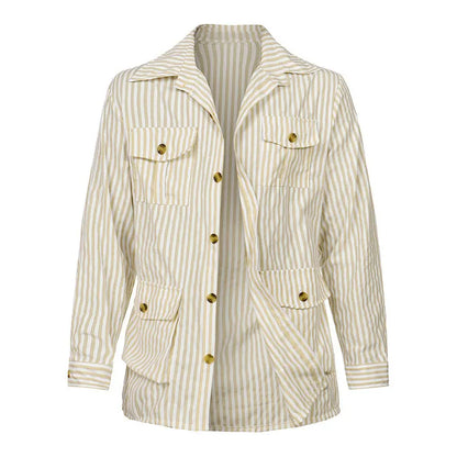 Men’s Spring Light Luxury Striped Long Sleeve Shirt with Pocket, Casual Button-Down Streetwear Shirt with Belt S–5XL 2025 Edition