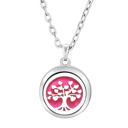 Stainless Steel Tree of Life Aromatherapy Necklace – Essential Oil Diffuser Pendant for Women