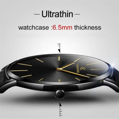 2022 Luxury Men's Gold Watch – Ultra Thin Leather Quartz Wristwatch for Business