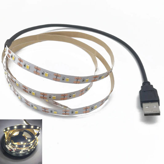 5M USB LED Strip Light – Waterproof 3528 SMD Ribbon in Warm/Cool White, Pink, Green, Blue, Red for Ceiling & Cabinet