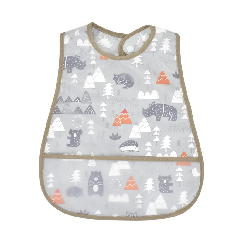 Adjustable Baby Bibs - Waterproof EVA Cotton Cartoon Feeding Bibs with Burp Cloth for Boys & Girls