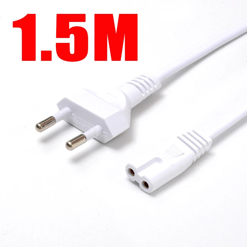 2-Pin US/EU to C7 C8 Power Extension Cable – Figure 8 LED Light & Laptop Cord for PS4, 0.6M/1.5M