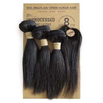 Kinky Curly Human Hair Bundles with Closure – Short Indian Hair Bundles with Circular Closure