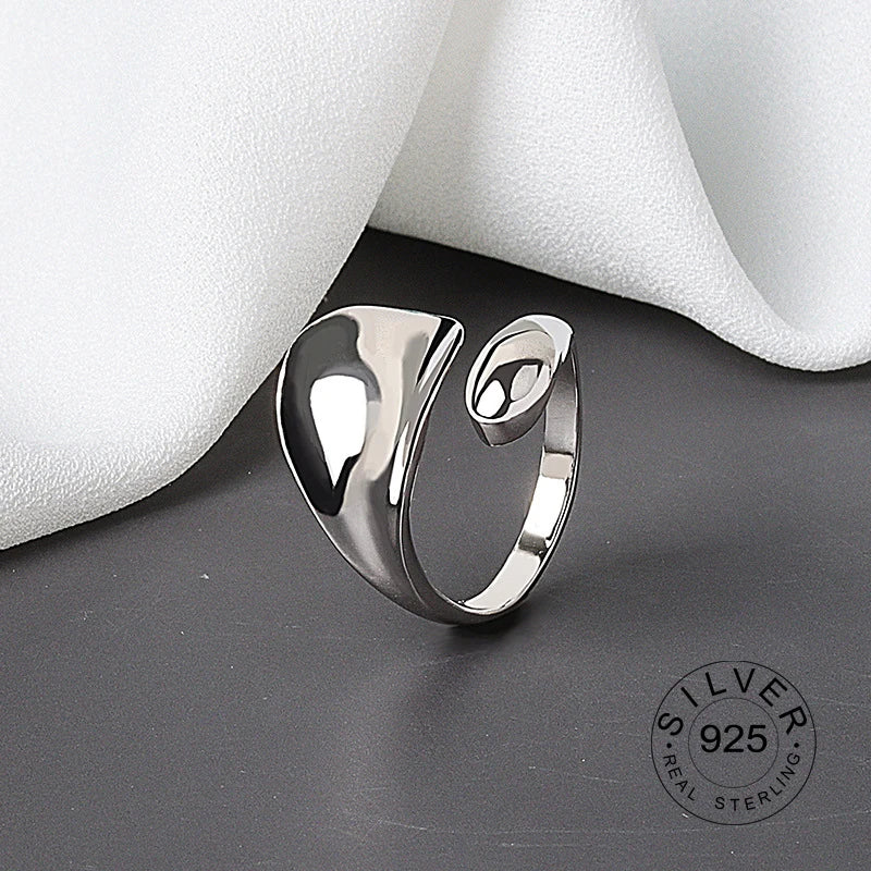925 Sterling Silver Women’s Open Wave Ring – Irregular Wide Noodle Design Gift
