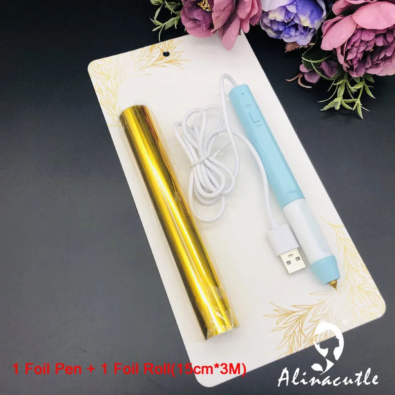 Heated Electric Foil Pen – Hot Foil Quill Tool Kit for Scrapbook & Handmade Craft Foiling