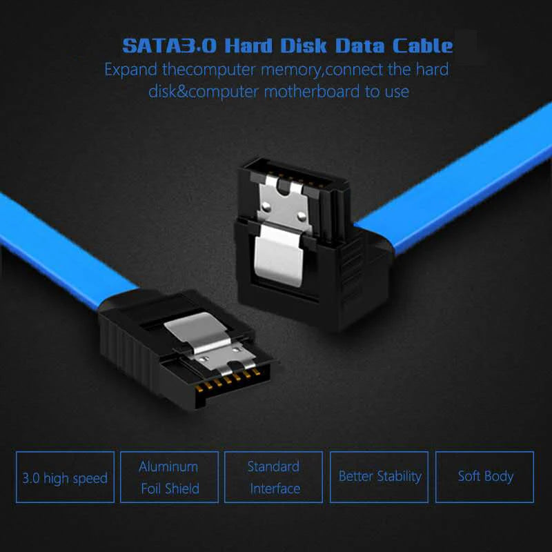SATA 3.0 Hard Drive & SSD Cable - 90-Degree SATA Data Adapter for Asus, MSI & Gigabyte Motherboards