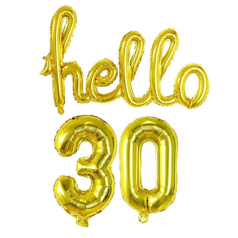 Rold Gold Silver Hello Foil Number Balloons - Perfect for 18 21 25 30 40 50 Years Old Adult and Kids' Birthday Party Decorations