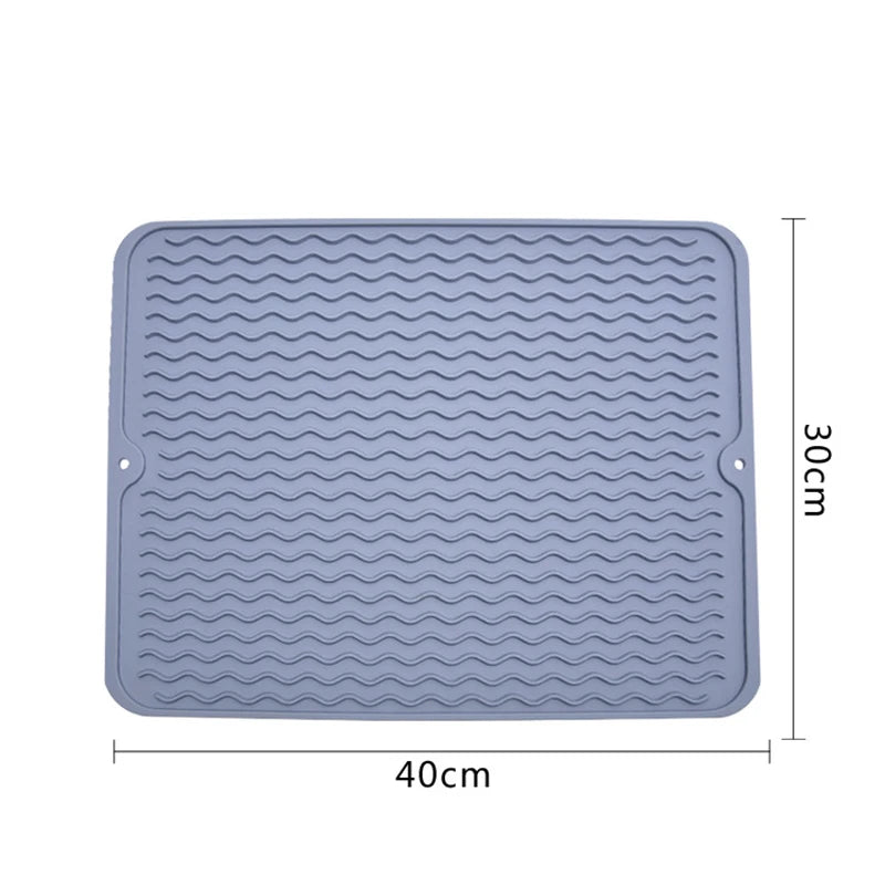 Silicone Dish Drying Mat 40x30cm | Large Countertop & Sink Draining Mat, Heat-Resistant Trivet