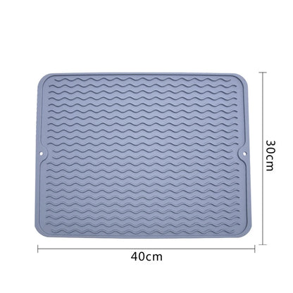 Silicone Dish Drying Mat 40x30cm | Large Countertop & Sink Draining Mat, Heat-Resistant Trivet