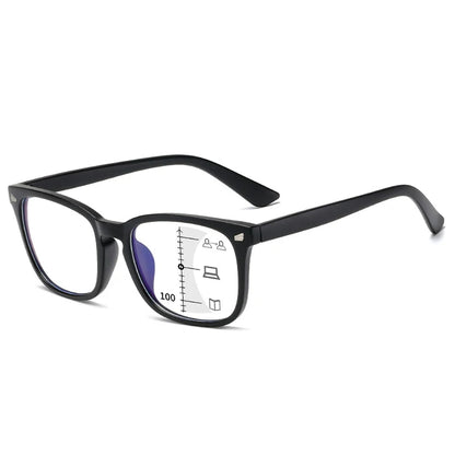 CRIXALIS Square Multifocal Progressive Reading Glasses Anti-Glare UV400 Fashion Computer Eyewear for Men & Women with Diopter Support