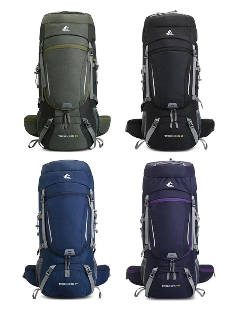 Men’s 60L Large Hiking Backpack — Mountaineering, Camping, Climbing & Outdoor Sport Rucksack XA108Y