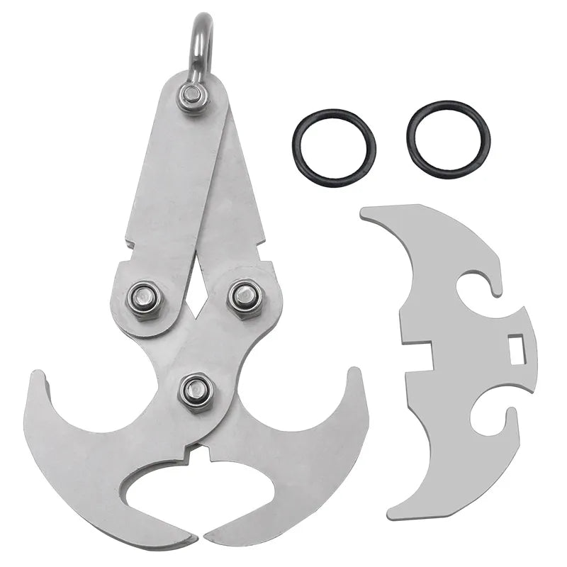 Multifunctional Survival Folding Grappling Hook - Stainless Steel/Iron Plating Outdoor Climbing Claw Carabiner - Travel Rescue Tool