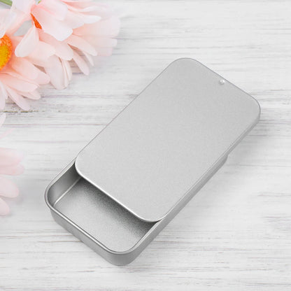 Metal Rectangular Mini Tin Box – Hinged Push-Top Candy, Pill & Small Storage Container