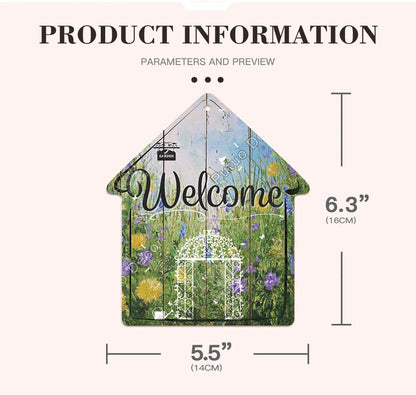 Putuo Decor Welcome House Shaped Wooden Sign – Rustic Hanging Plate for Home, Living Room Wall Decor