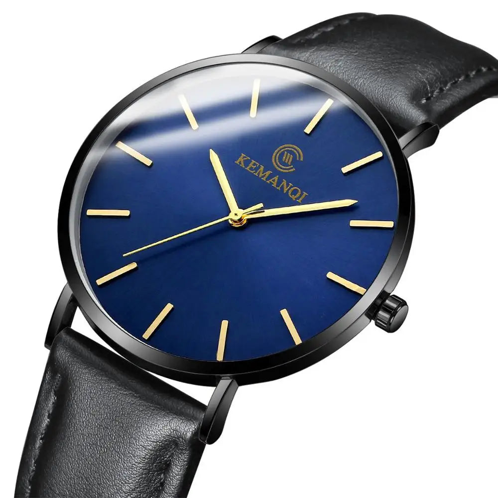 2022 Luxury Men's Gold Watch – Ultra Thin Leather Quartz Wristwatch for Business