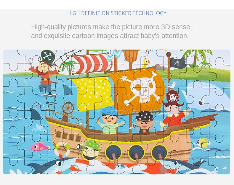 60-Piece Jigsaw Puzzle Set — Cartoon Animals & Vehicles Montessori Educational Toys for Kids, Perfect Christmas Gifts