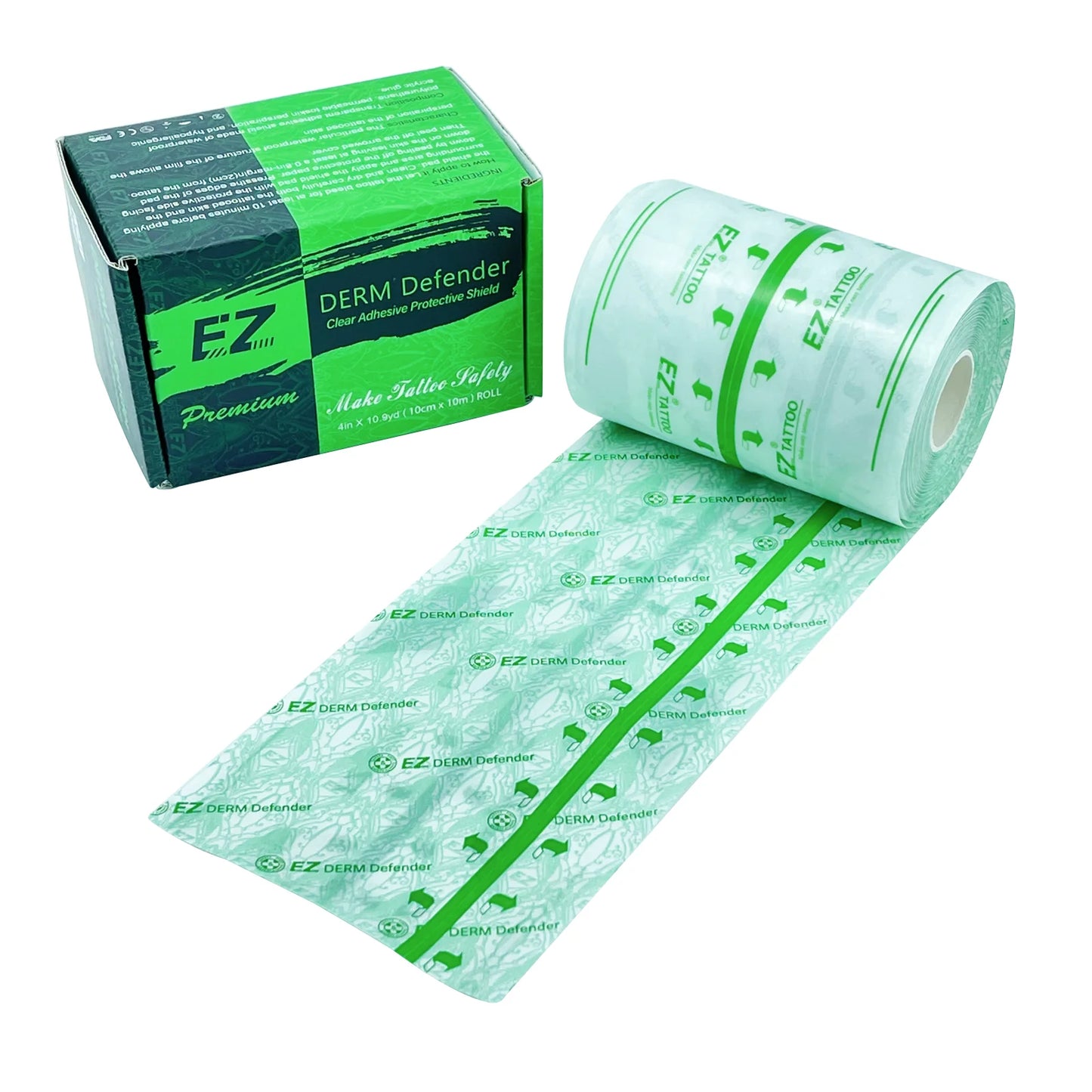 EZ Premium Derm Defender Tattoo Film – Clear Adhesive Protective Shield for Aftercare & Tattoo Healing